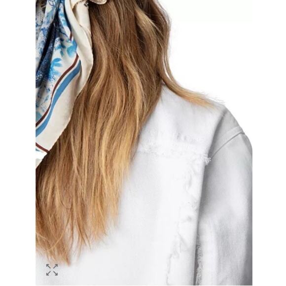 NWT: Zadig & Voltaire Kaely Destroy Denim Jacket in White Size L - Picture 4 of 15